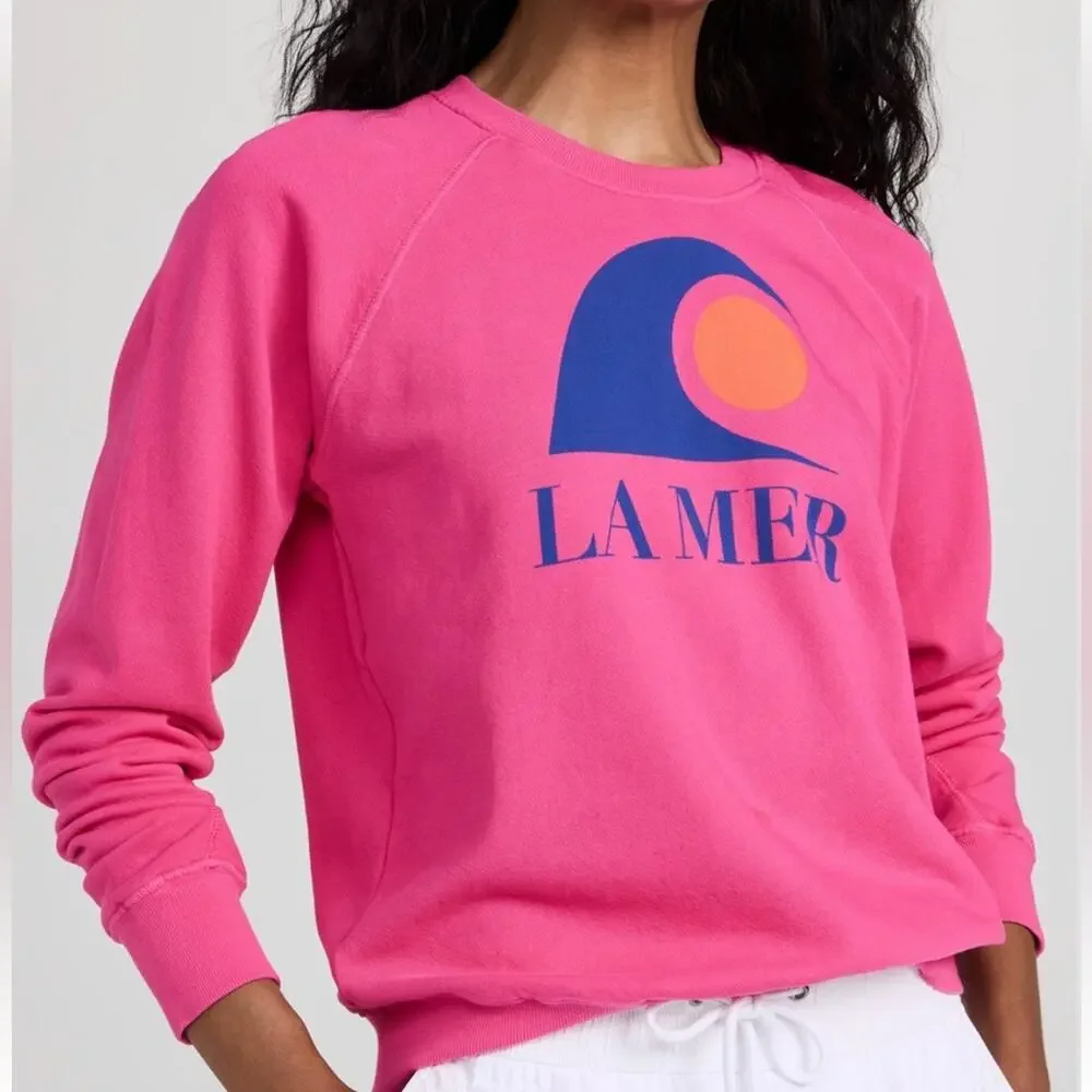 Anthropologie- Sundry La Mer Hot Pink Graphic Crewneck Sweatshirt - Picture 1 of 8